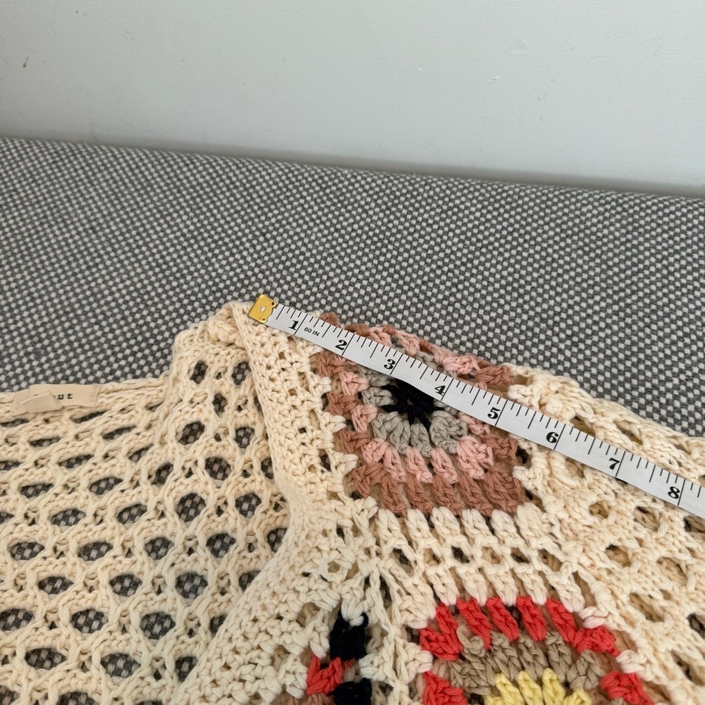 Debut Crochet Cream Granny Square Cardigan Sweater size M - Picture 10 of 11
